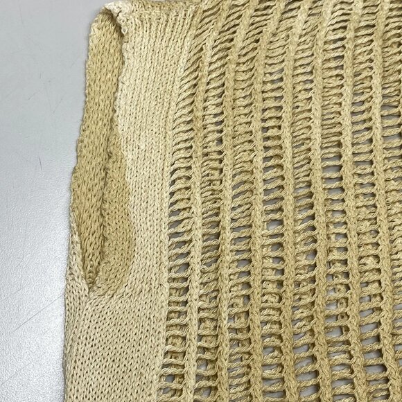 Sanctamuerte Women's Long Mesh Maxi Sweater Size S Sand Shell/Gold – V-Neck, - Picture 2 of 9